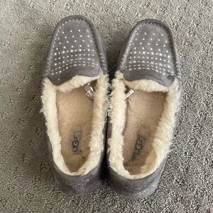 UGG Light Gray Slippers with Soft Suede and Plush Lining